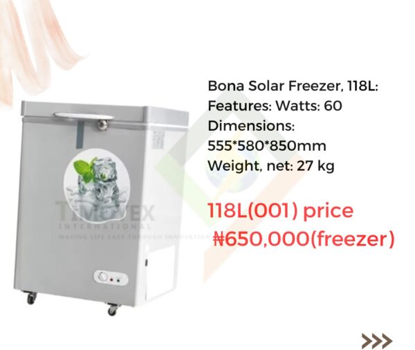 118L Bona Solar Freezer